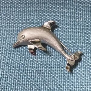Beau Sterling Vintage Leaping Dolphin Brooch Pin 1.75"